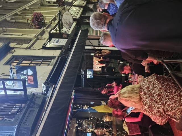 Live music outside Coffee Aroma coffee shop in Lincoln city centre